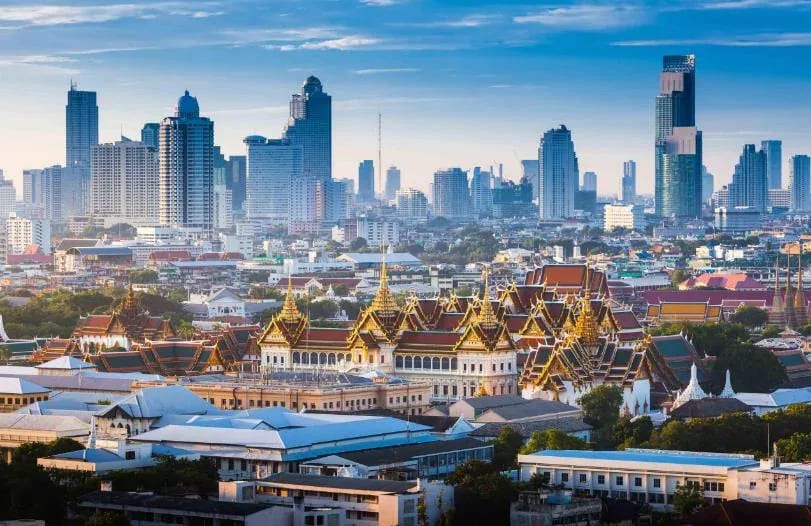 Bangkok skyline and the Grand Palace